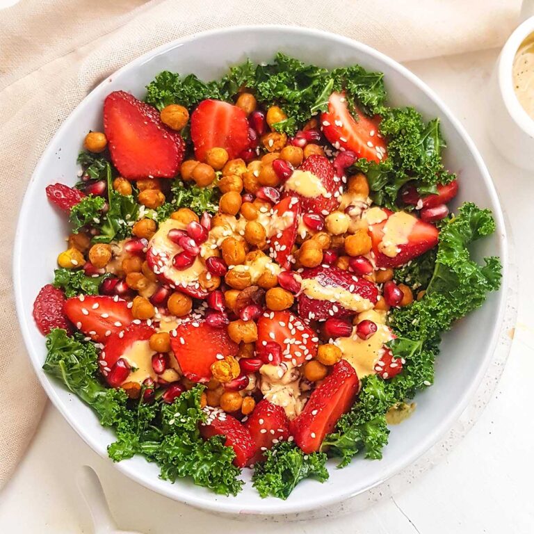 Vegan Kale Salad With Tahini Dressing Get Set Vegan