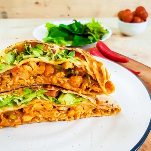 cross section of cauliflower crunch wrap