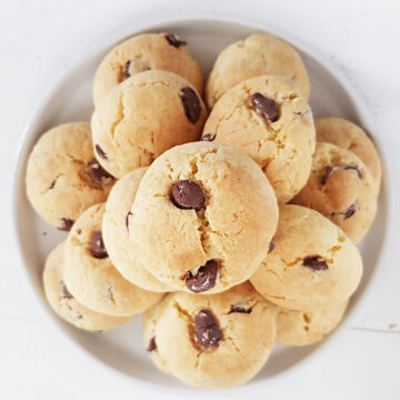 eggless chocolate chip cookies in a plate