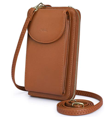 Brown color Vegan crossbody mobile bag with multi pockets