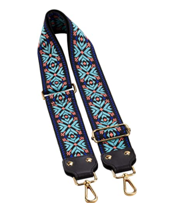 blue and brown Guitar Strap for Vegan Crossbody Bag with 