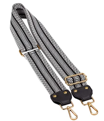 black and white guitar strap for vegan crossbody bags