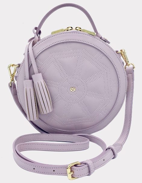 lilac color vegan round crossbody bag