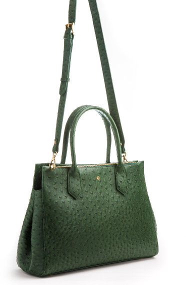 dark green tote bag with crossbody strap