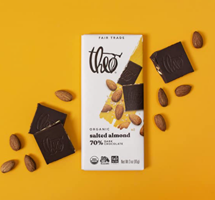 almonds and vegan chocolate bar