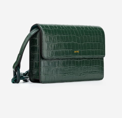 Dark green vegan leather crossbody bag