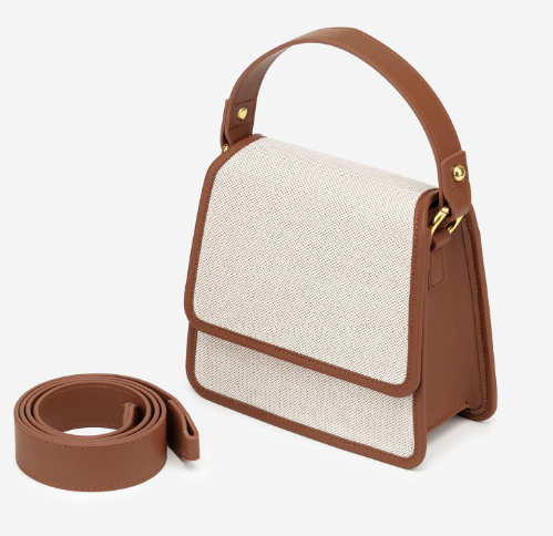 JW PEI Mini Flap Crossbody Beige Canvas