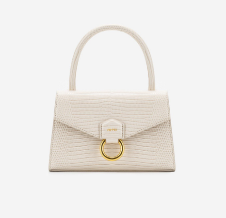 white color vegan handbag with crossbody string