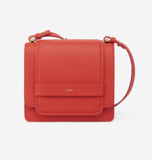 red color vegan leather crossbody bag