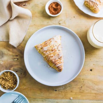 Vegan Pumpkin Scone served on a round plate