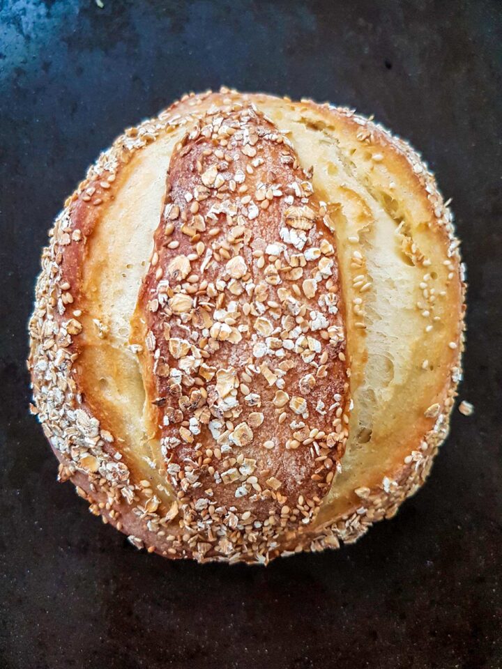 bread loaf on baking tray