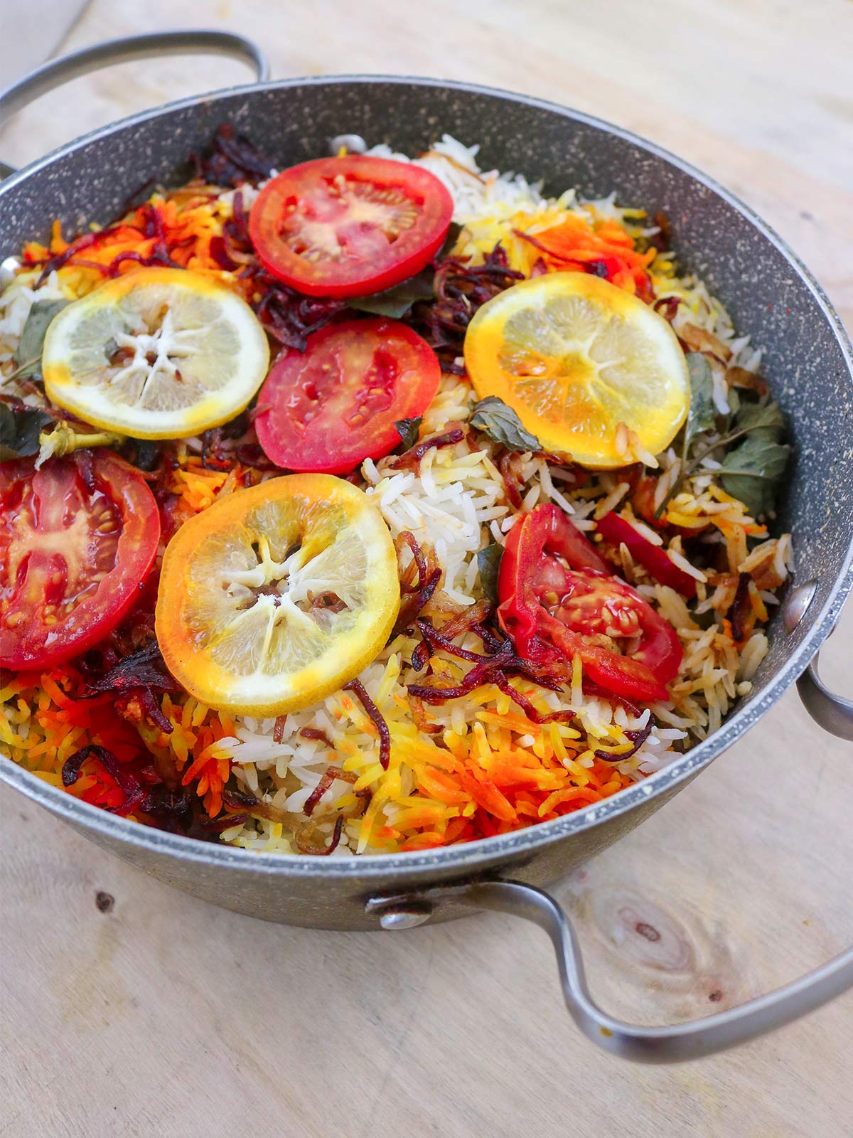 biryani in a pot after steaming