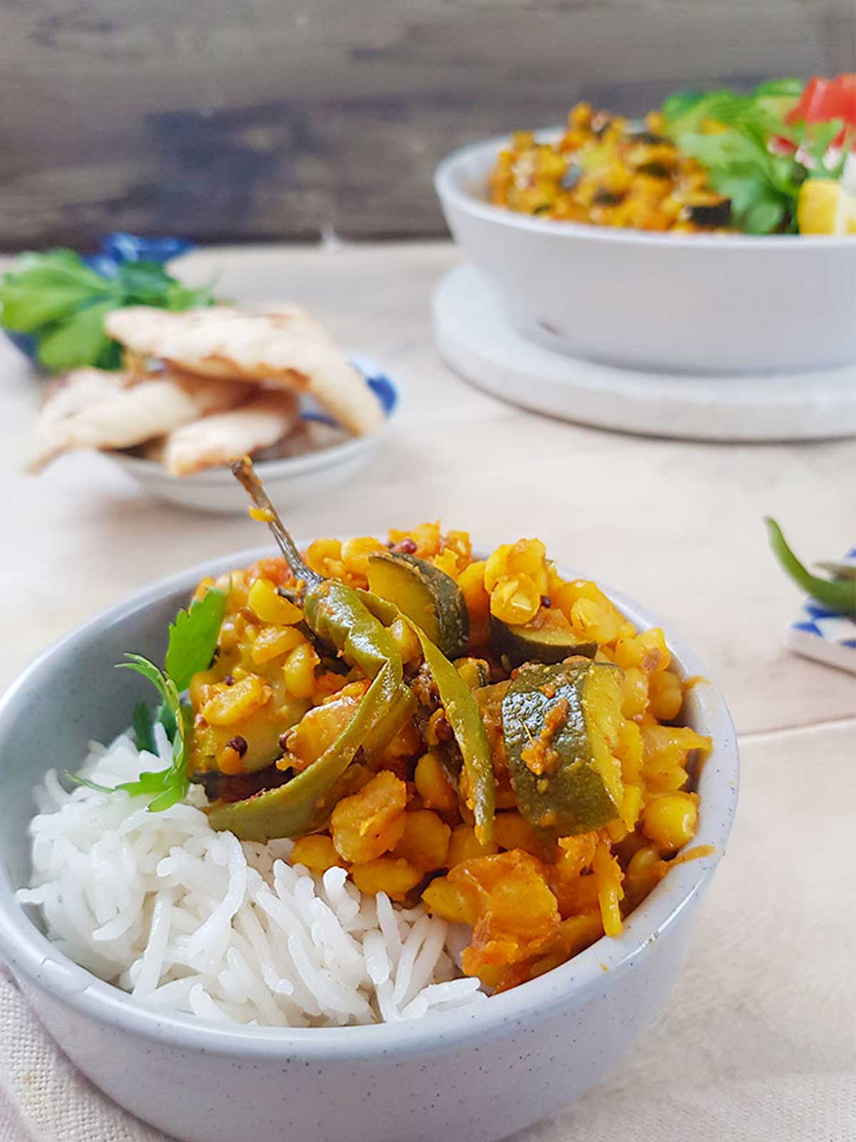 small bowl with rice and yellow split peas