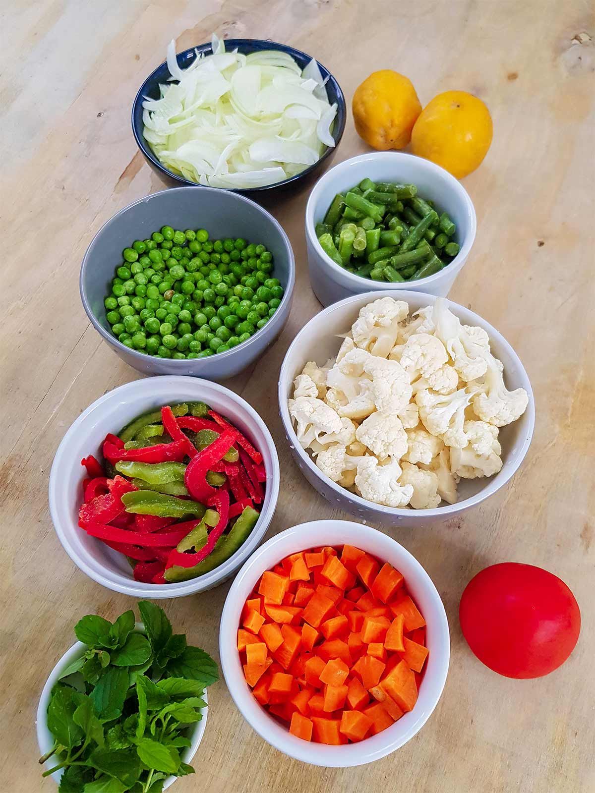 vegetables used in vegan biryani