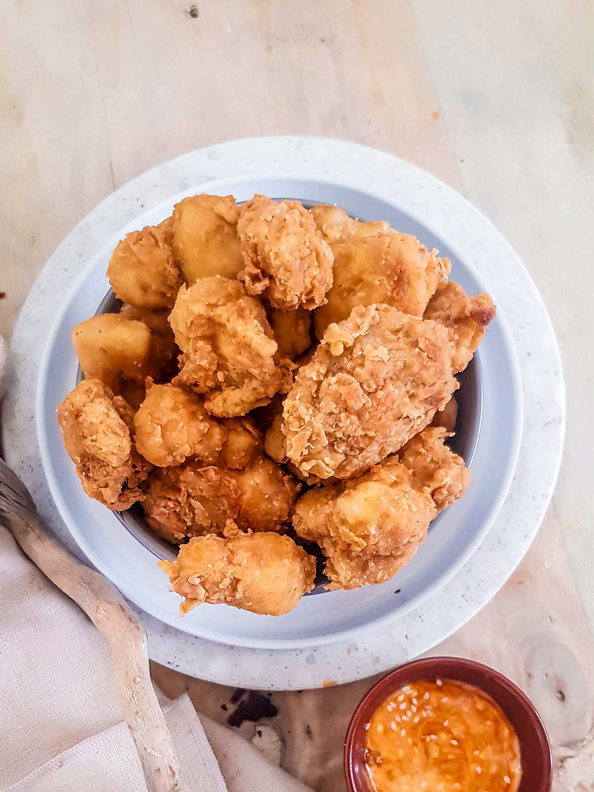 vegan fried cauliflower top view