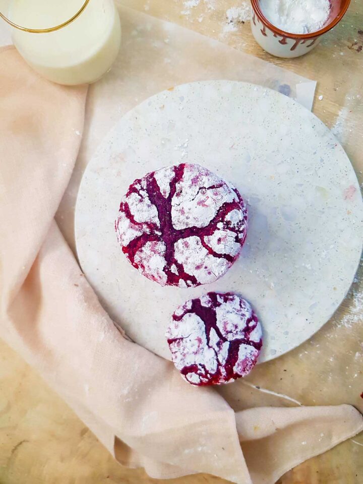 top view of vegan red velvet cookies