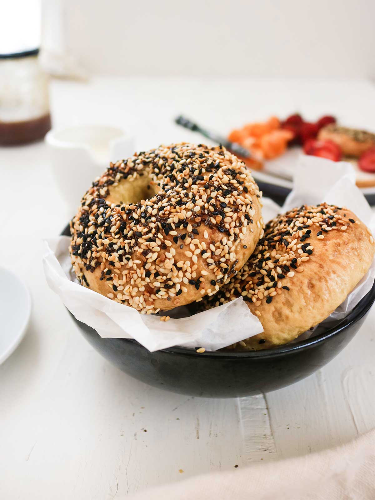 bagels topped with sesame seeds