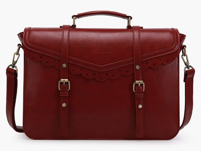 Red color bag with decorative trim