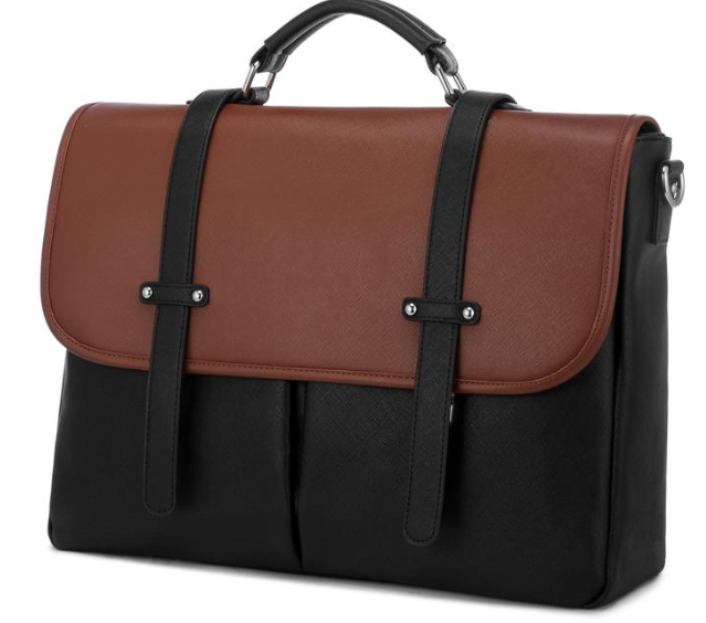 vegan messenger bag in black and brown color