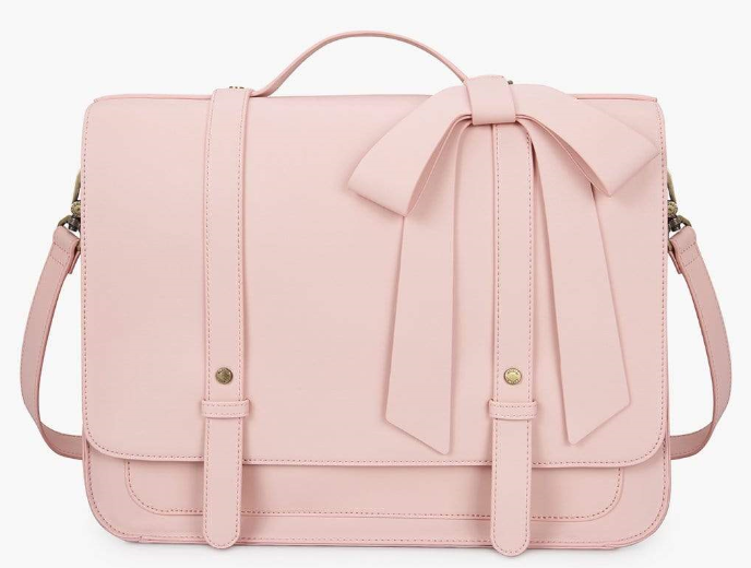 pink bag with a bow on top