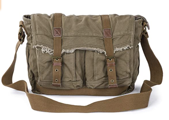 vegan canvas messenger bag