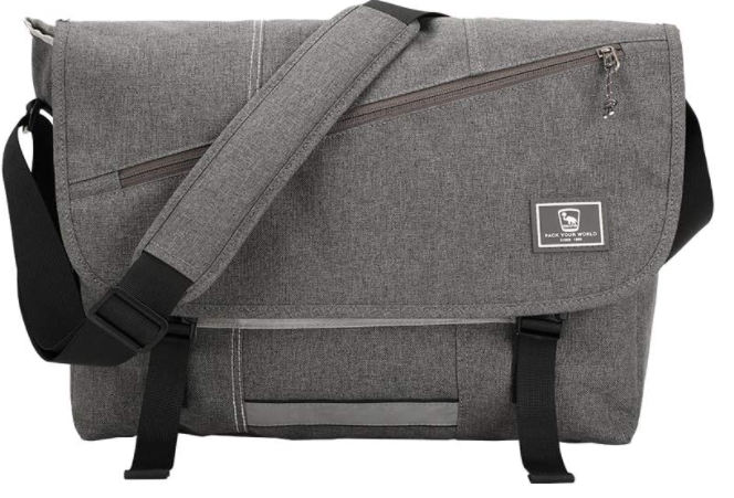 gray color vegan messenger bag