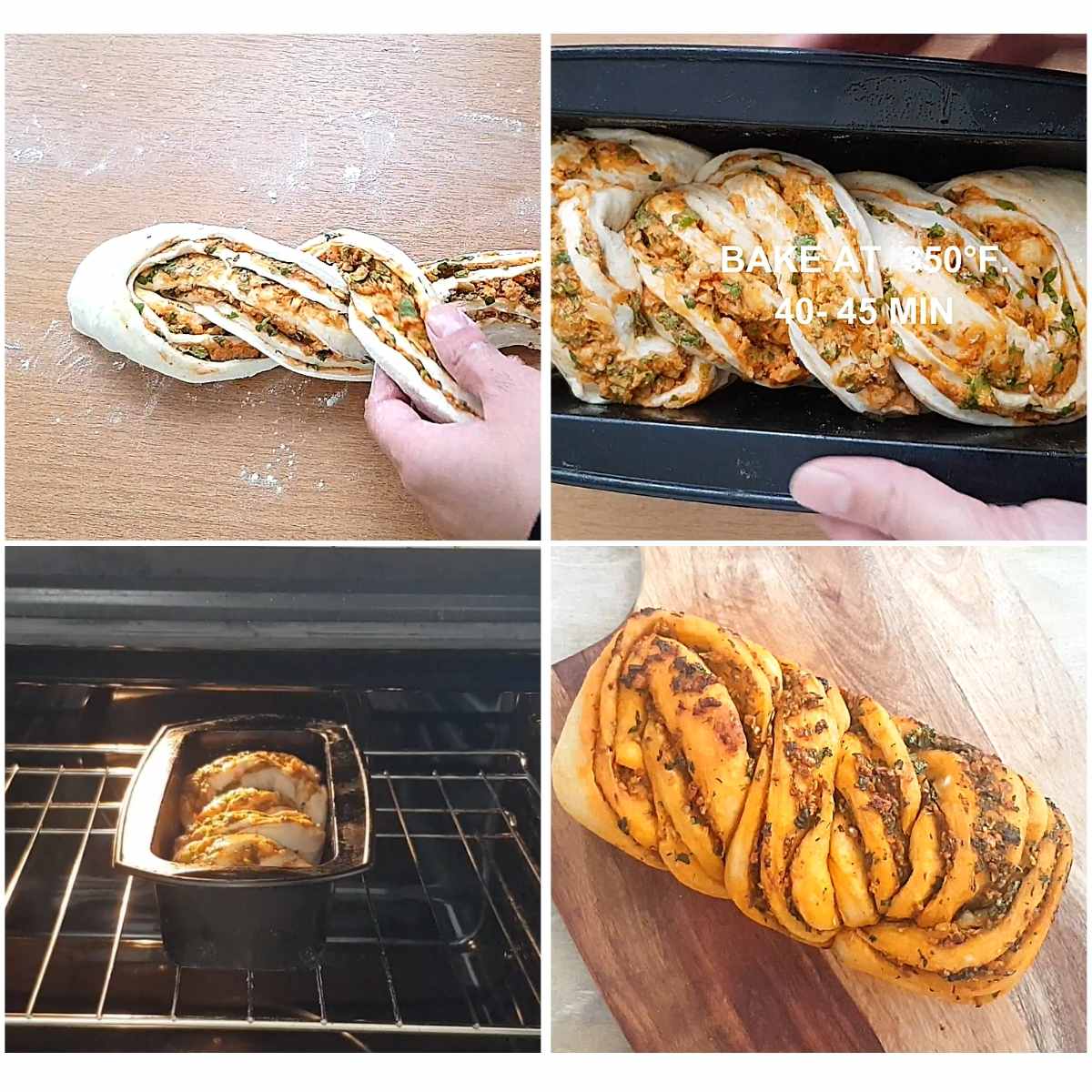 twisting and baking process of babka 
