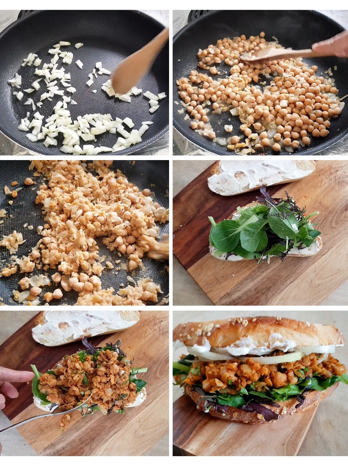 how to make Buffalo chickpea sandwich process shots