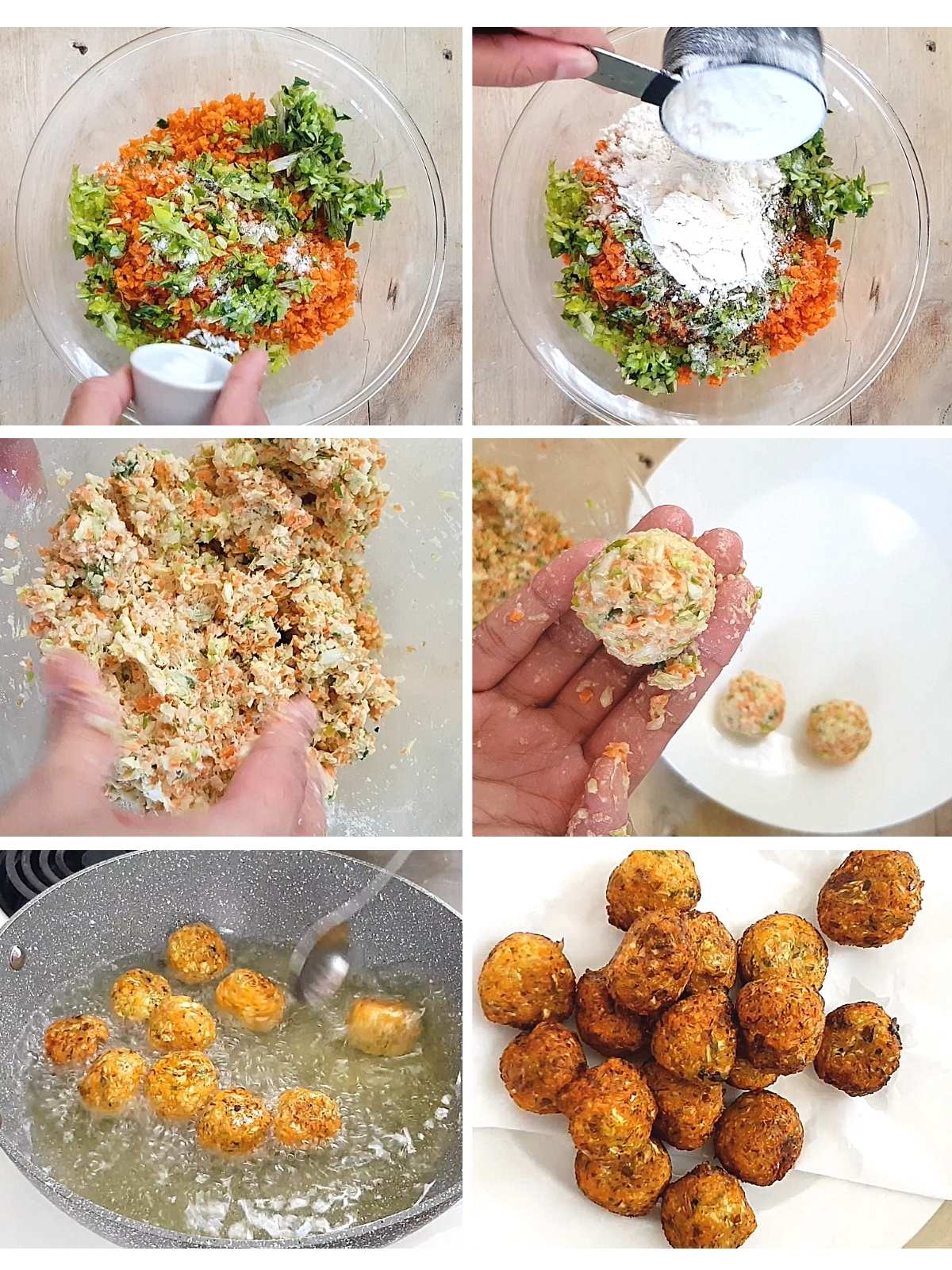 process shots of how to make Manchurian balls.