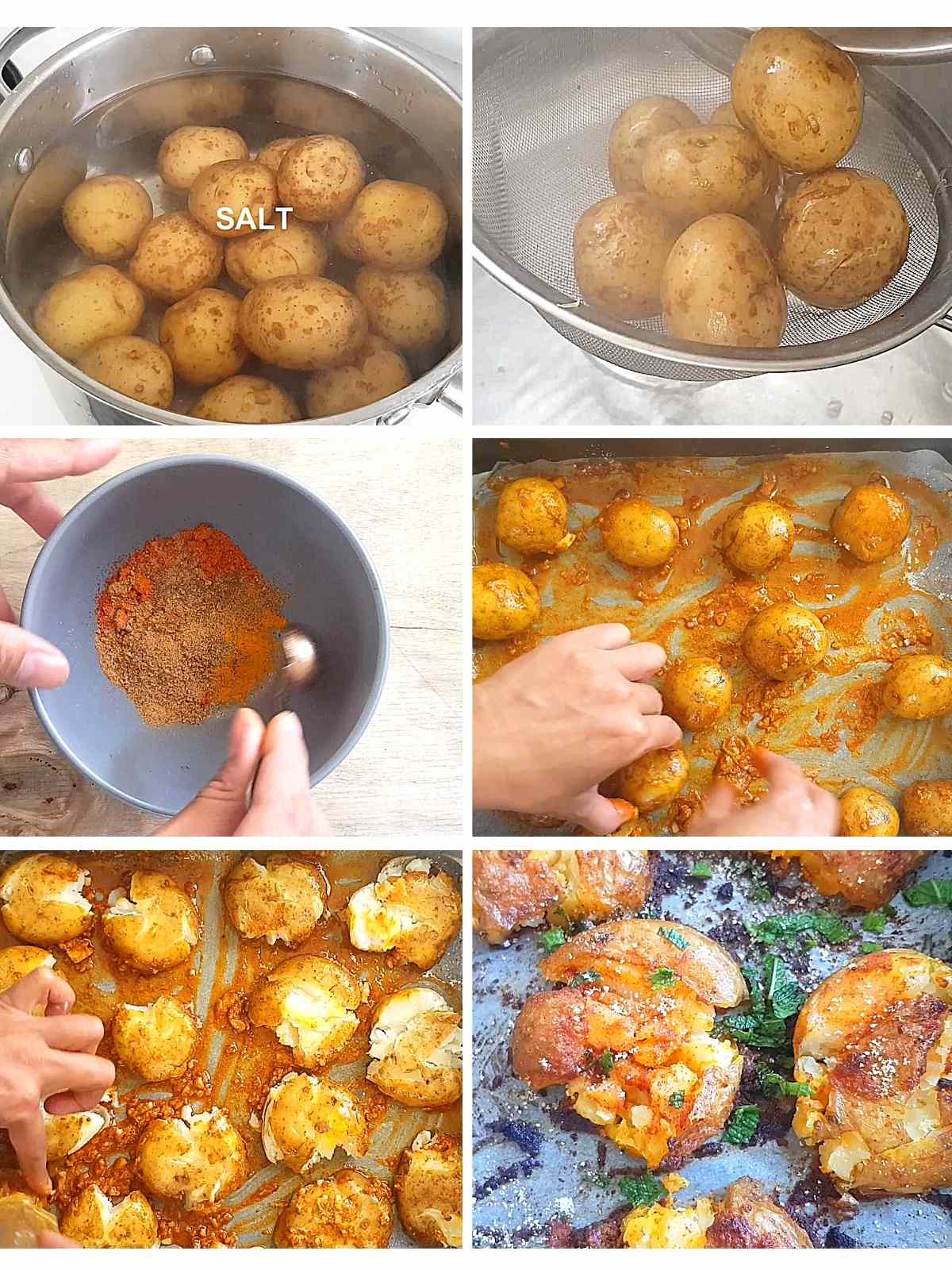 how to make vegan smashed potatoes process shots