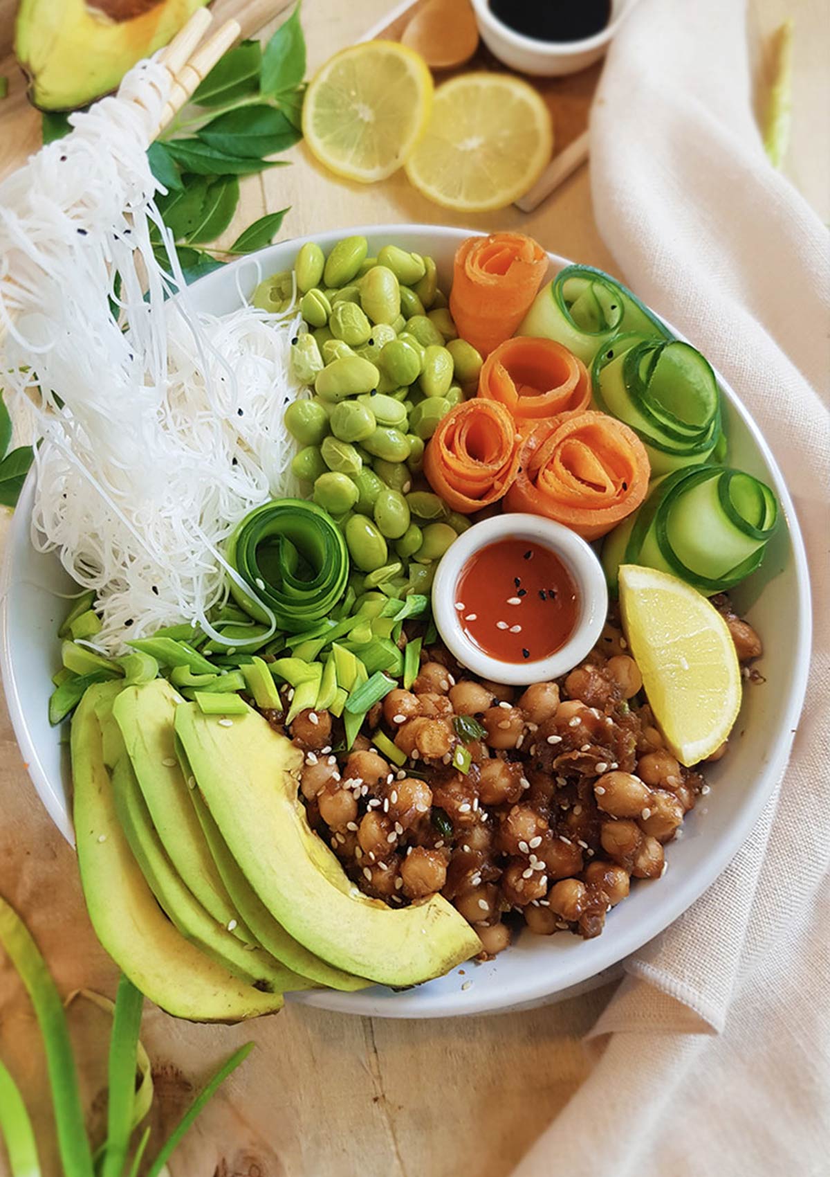 rice noodles on chopsticks 