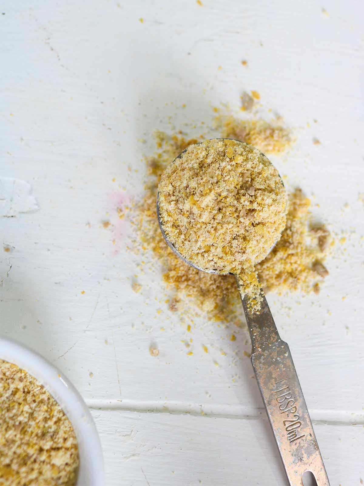 vegan parmesan in a spoon