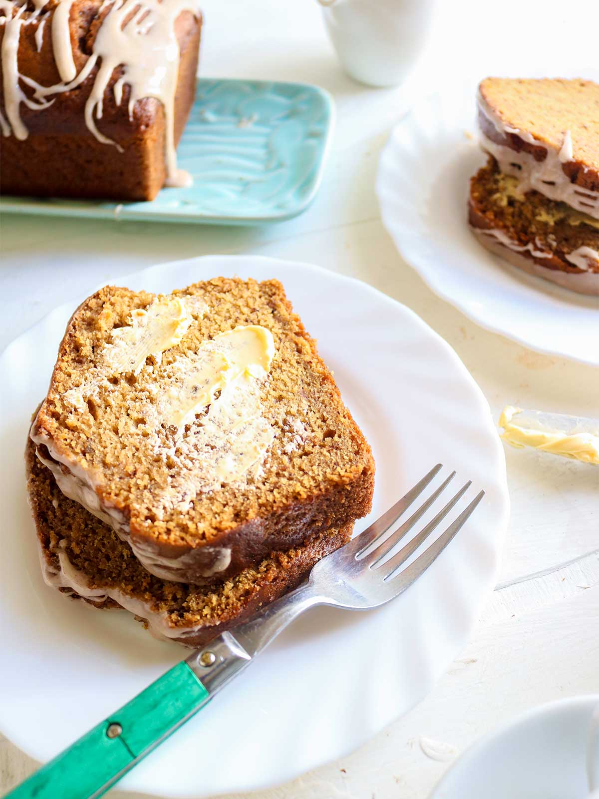 slices of pumpkin banana bread vegan