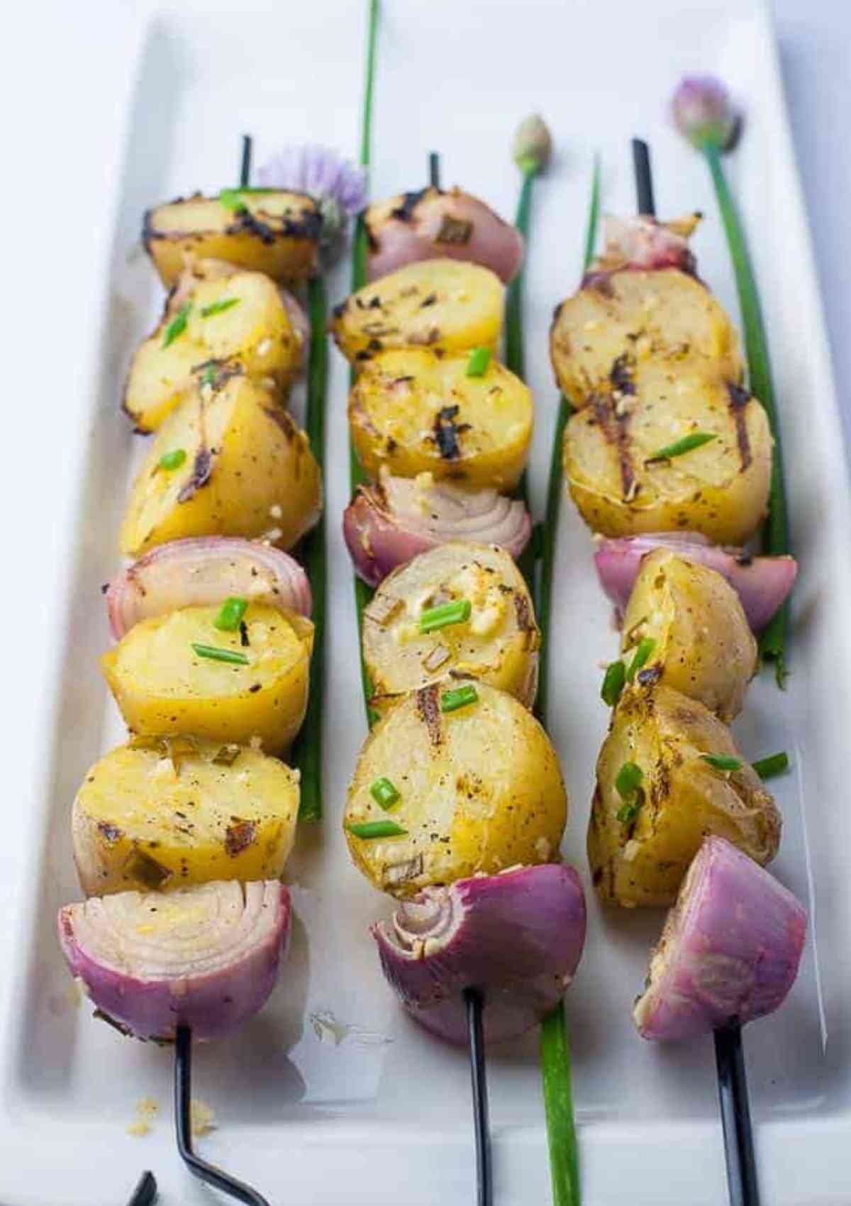 Grilled Lemon Garlic Potato Kabobs