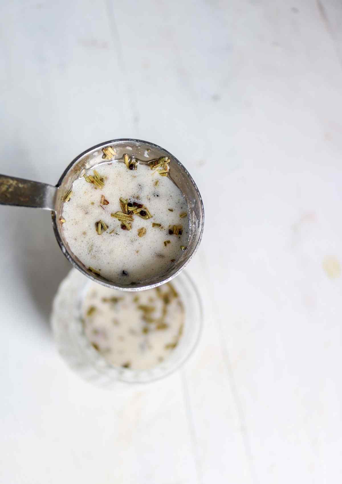 salad dressing in a spoon