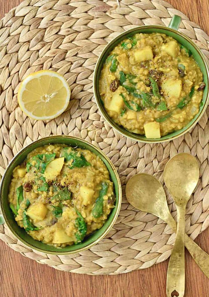 Potato and Lentil Dahl with Spinach