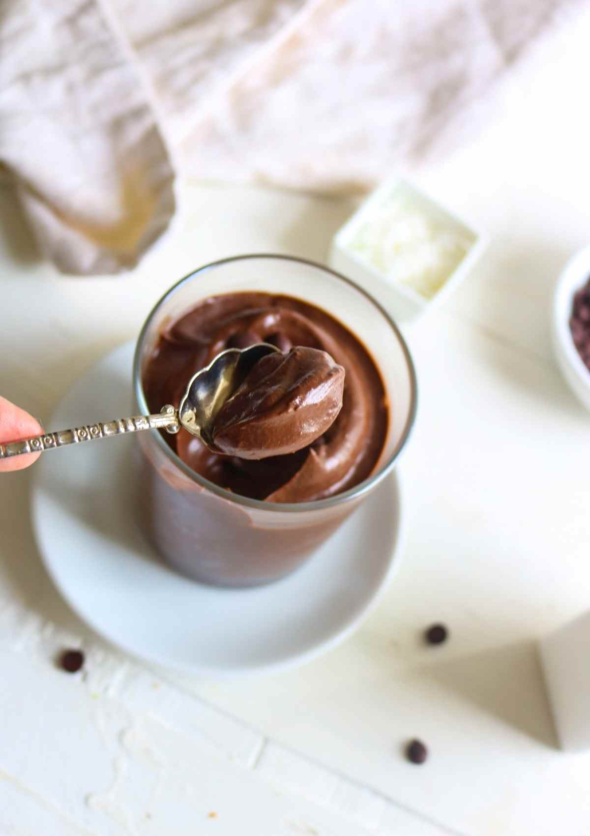 silky consistency of vegan chocolate avocado mouse.