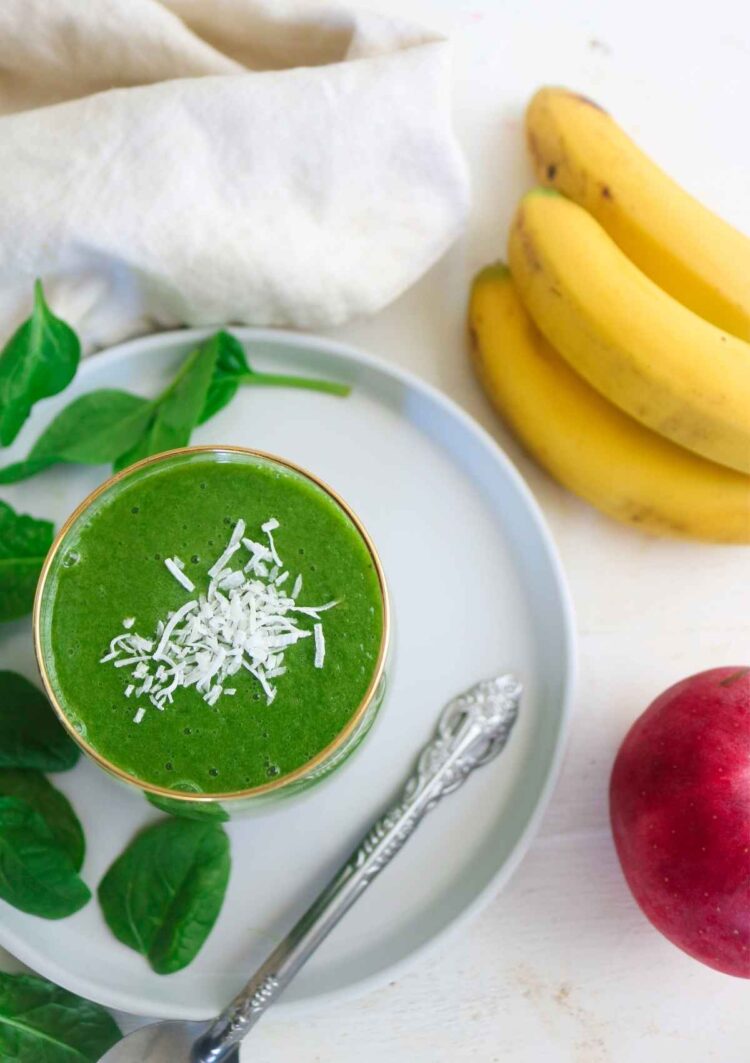 Apple Banana Spinach Smoothie Get Set Vegan