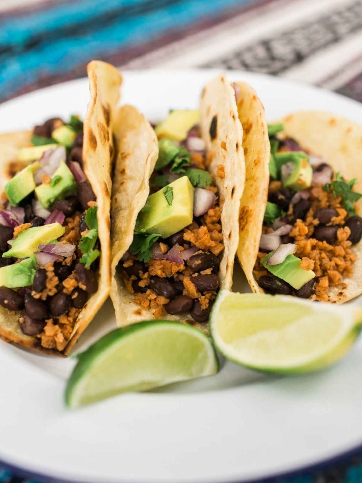 Vegan tacos filled with beans.