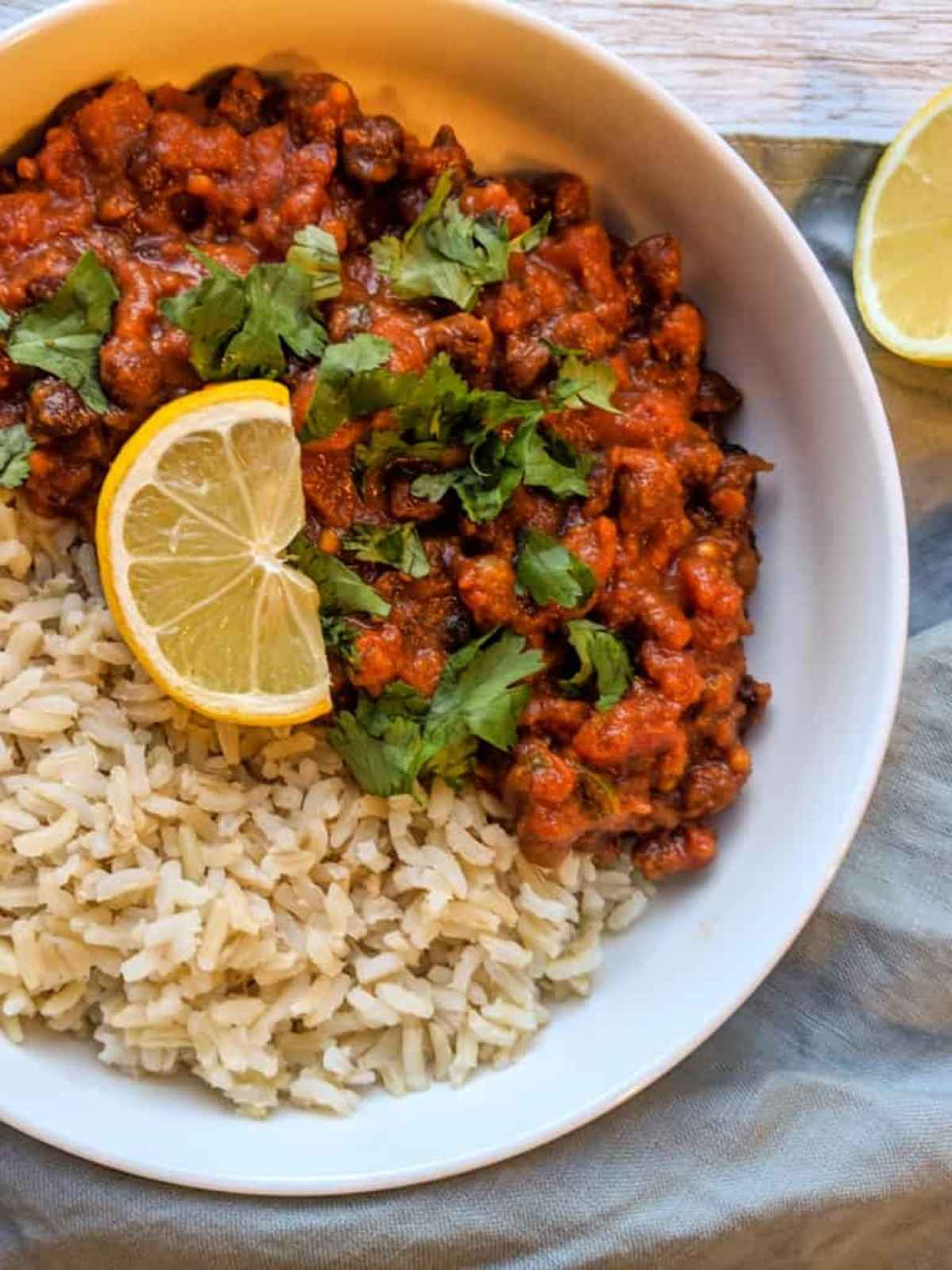 chickpea curry served in a bowl