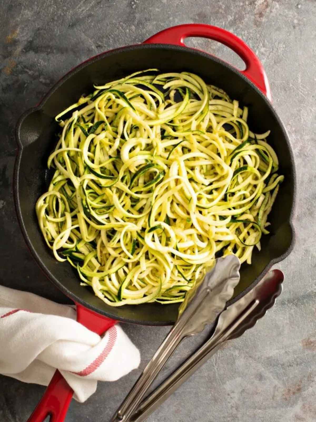 zucchini noodles in a skillet
