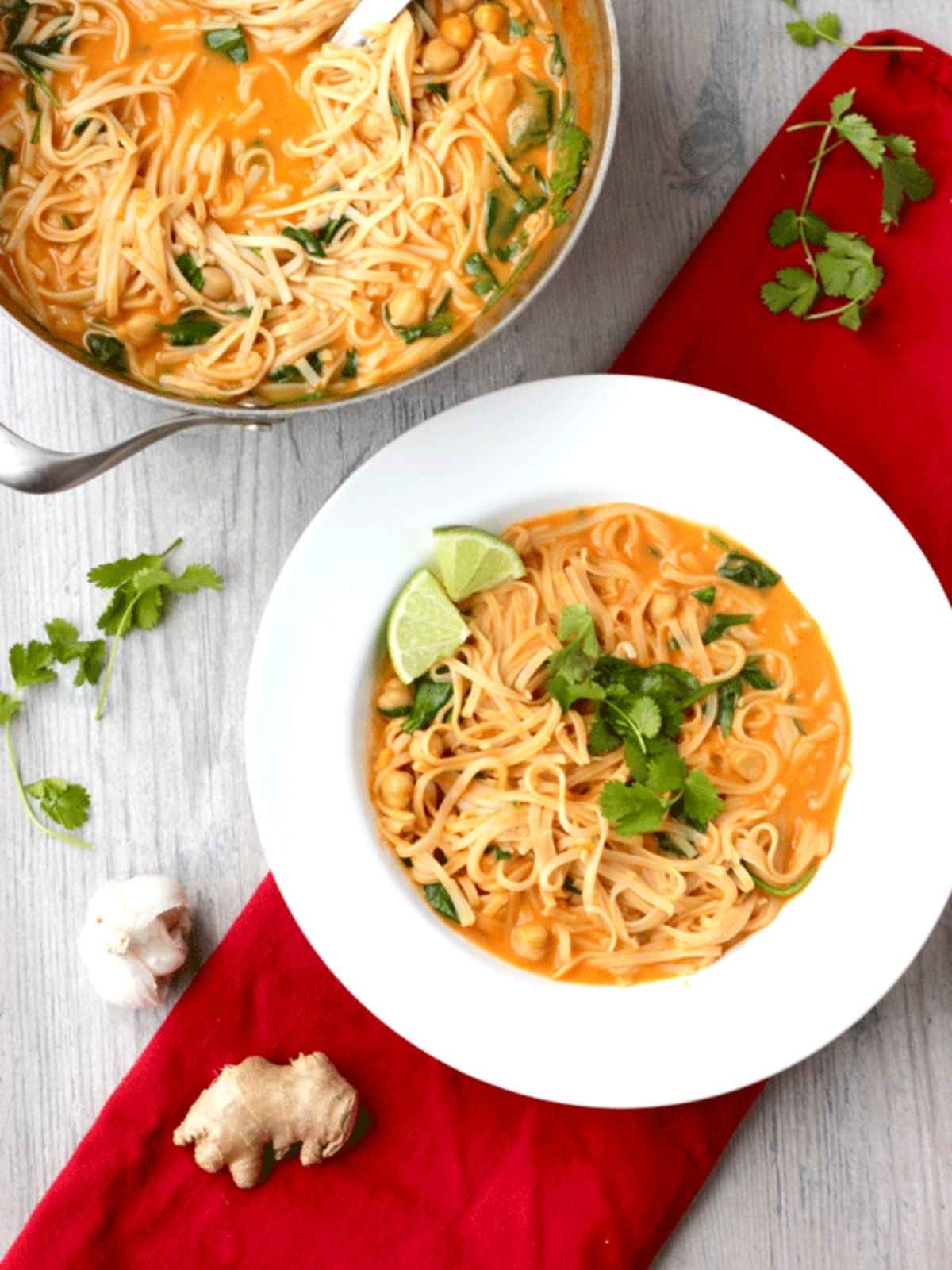 Vegan Thai Coconut Soup in a white plate