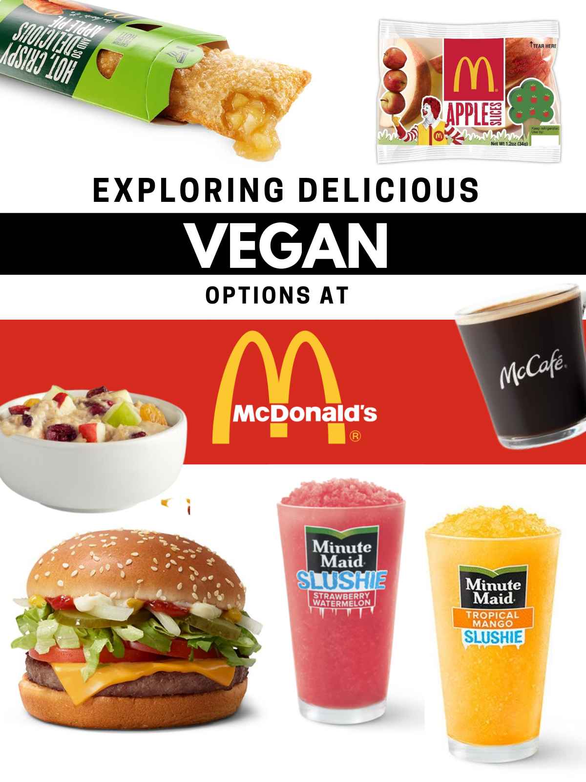 Banner showing McDonalds logo and vegan food options.