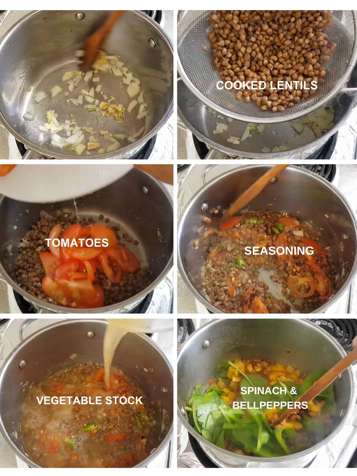 Image collage of stew making process