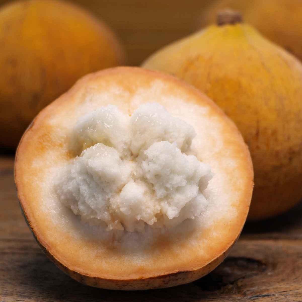Santol fruit half.