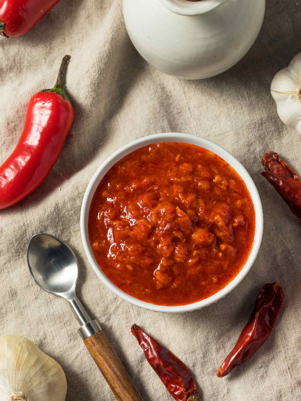 Harissa paste in a bowl.