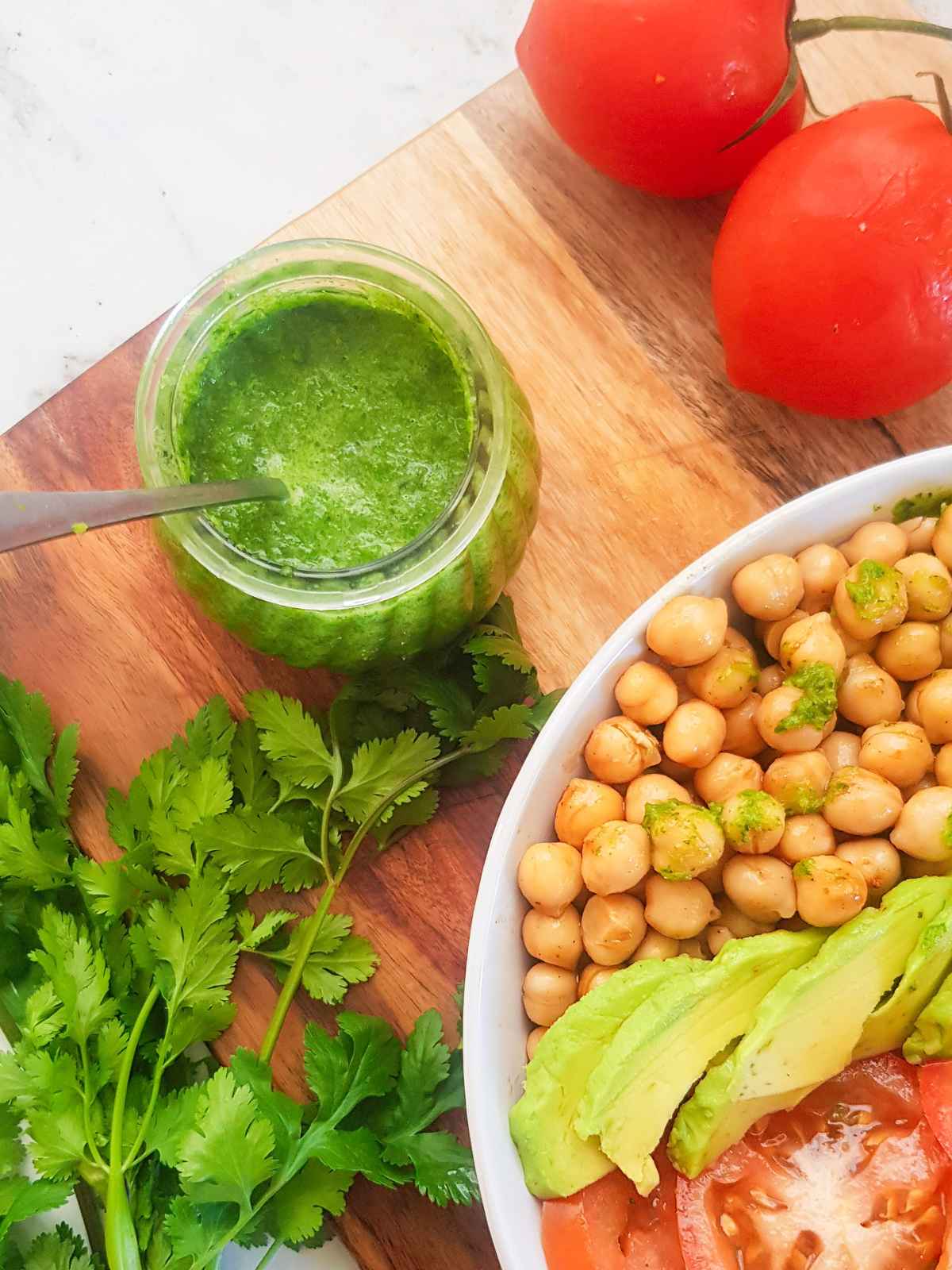 Indian coriander sauce in a jar.