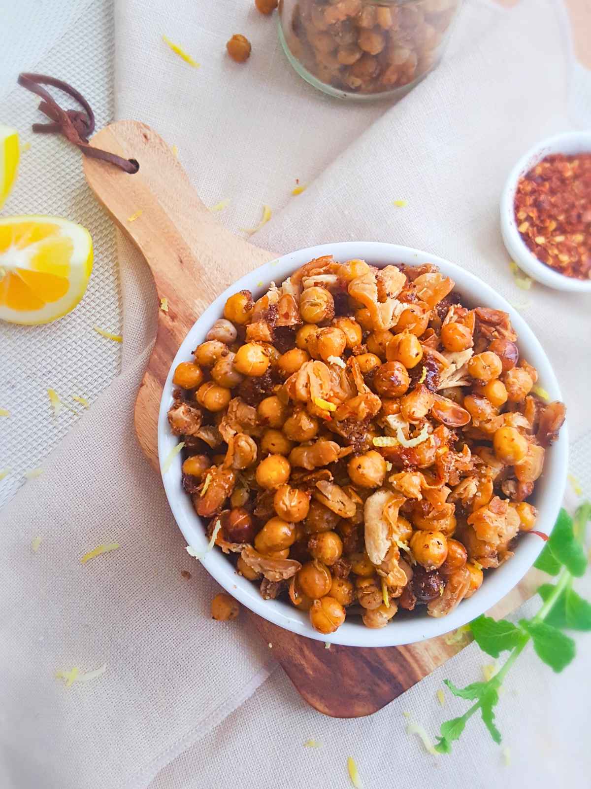 Roasted Beans Snack served in a white bowl.