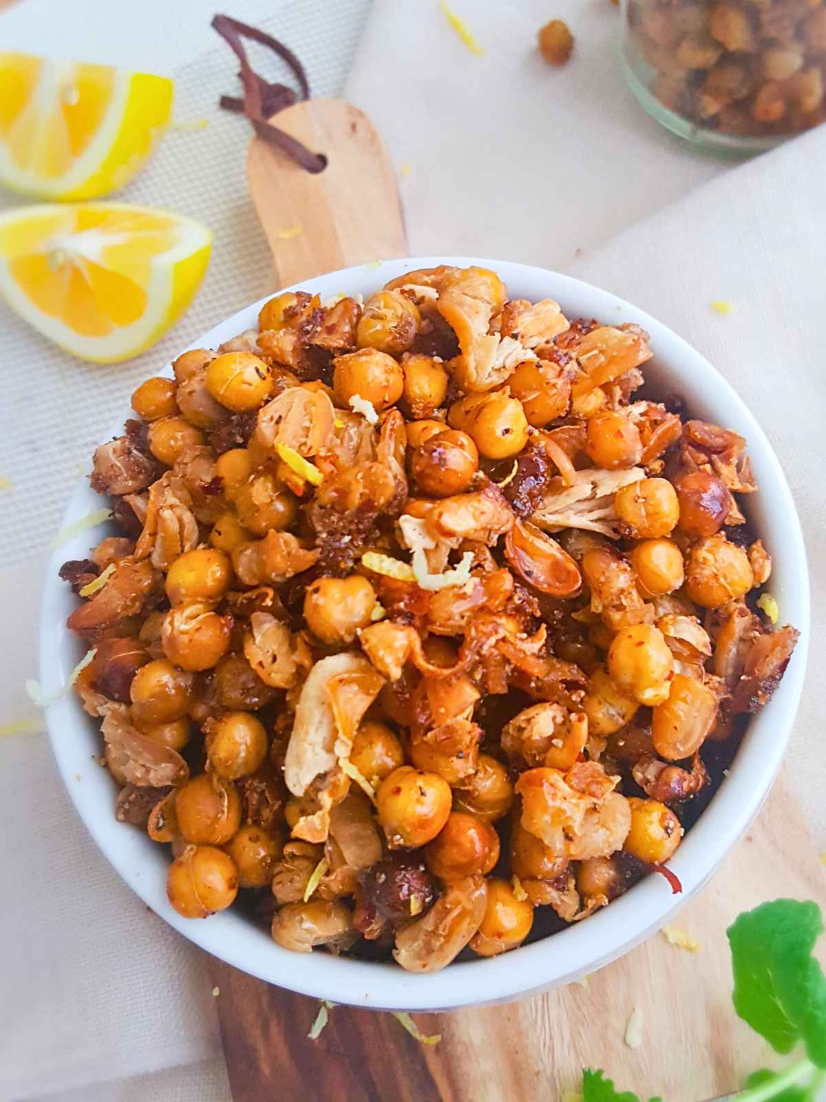 Roasted beans snack in a bowl.