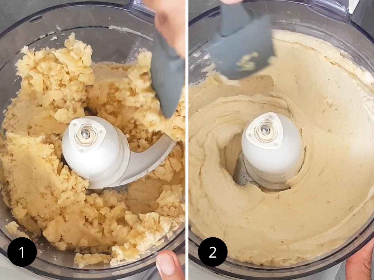 Blending the frozen bananas in creamy consistency.